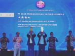 Bank Bengkulu kembali menorekan prestasi tingkat nasional dengan menyabet dua penghargaan Top Digital Award 2022 pada ajang TOP DIGITAL AWARDS 2022 yang diselenggarakan It Works Magazine merupakan penghargaan ICT & digital terbesar.(Foto/Ist)