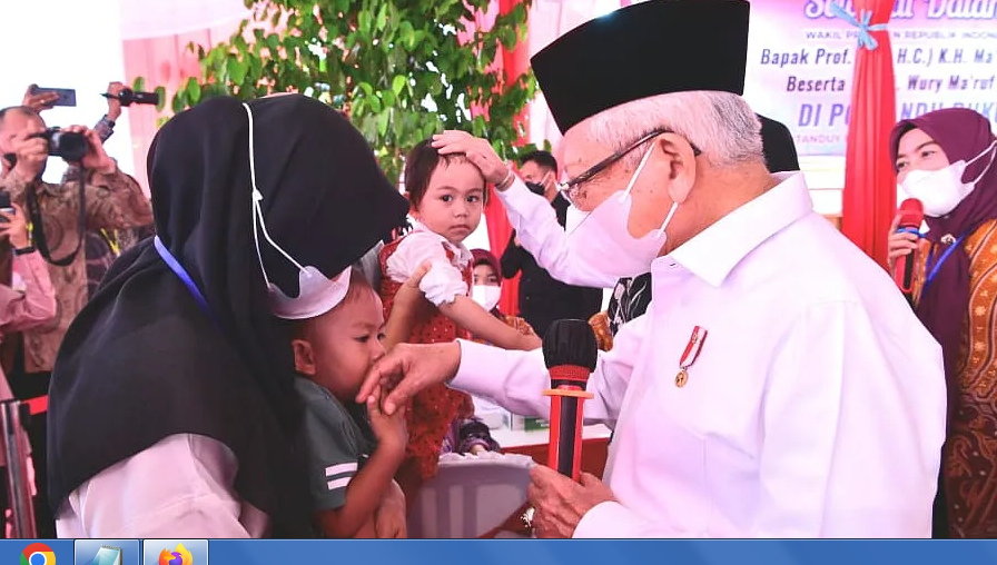 Wapres Bengkulu Wapres Ma'ruf Amin mengunjungi Posyandu di Jalan Citanduy, Kecamatan Gading Cempaka, Kota Bengkulu. Dalam kesempatan tersebut, Wapres minta agar kasus stunting di Kota Bengkulu menurun kedepan.(Foto/Ist)