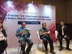 Obat Kanker Panyu darah Keterangan Pers terkait Abemaciclib Dapat Dikonsumsi Pasien Kanker Payudara stadium awal resiko tinggi.(Foto/B1)