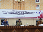Integritas korupsi Asisten III Pemprov Bengkulu, Nandar Munadi (tengah) saat menghadiri Bimbingan Teknis Penilaian Maturitas Sistem Pengendalian Intern Pemerintah (SPIP) terintegrasi pada Pemprov Bengkulu tahun 2023.(Foto/Ist)