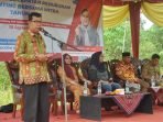 Kampanye Stunting di Perbatasan Ketua Kelompok Kerja (Pokja) 8 BKKBN Bengkulu, Zainin saat menyampaikan laporan kegiatan kampanye stunting di Kecamatan Padang Ulak Tanding, Kabupaten Rejang Lebong, Bengkulu, Senin (18/9/2023) lalu.(Foto HB/Idris)