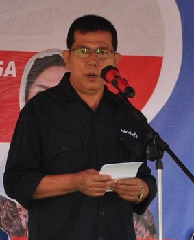 Ketua Pokja 8 BKKBN Bengkulu Ketua Pokja 8 Perwakilan BKKBN Bengkulu, Zaini memberikan sambutan pada acara baksos layanan KB gratis dalam rangka memperingati Hari Ibu di Bengkulu.(Foto HB/Idris)