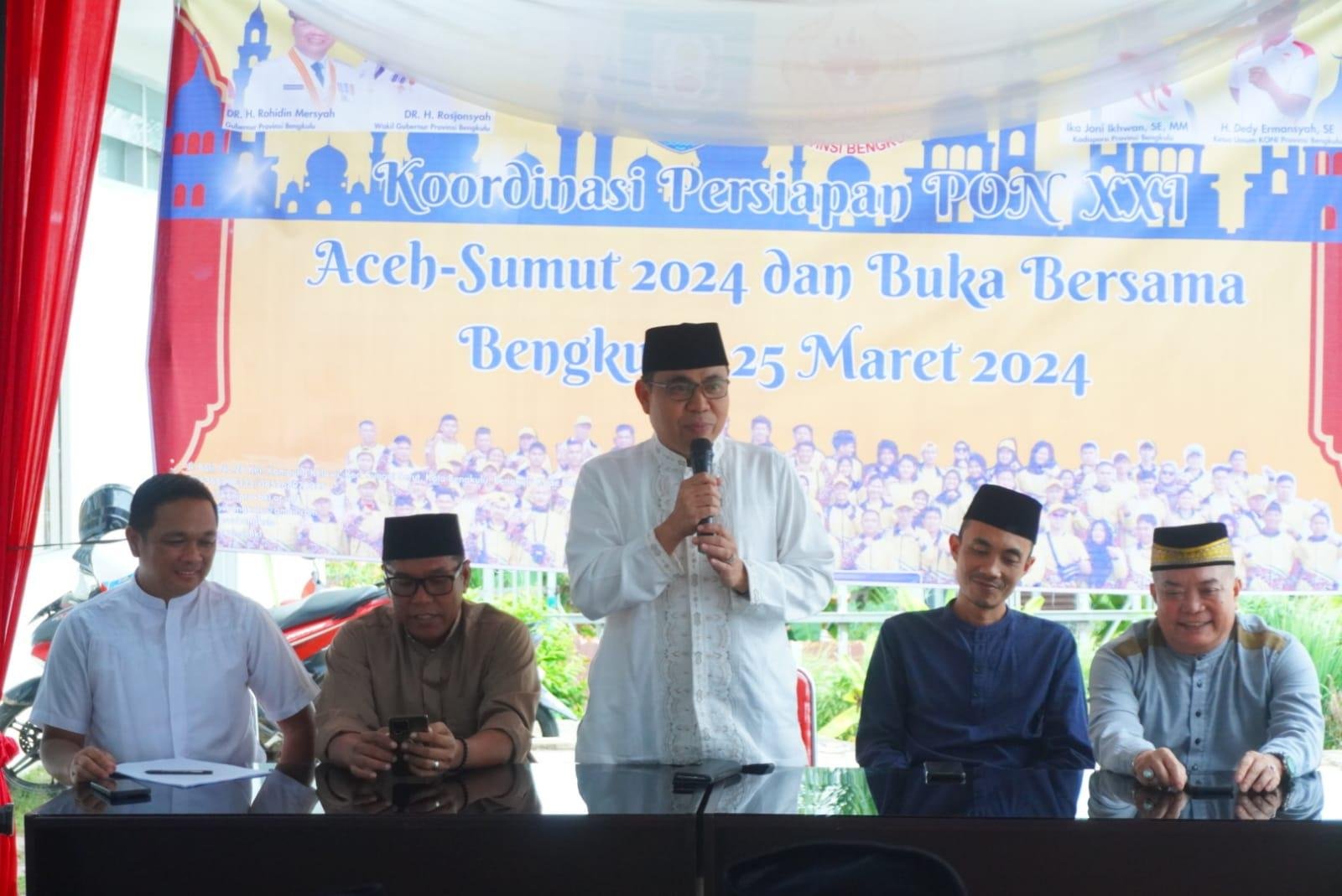 Asisten I Pemprov Bengkulu, Khairil Anwar pimpin rapat persiapan atlet Bengkulu menuju PON XXI Aceh-Sumatera Utara tahun 2024.(Foto/Ist)
