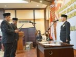 Gubernur Bengkulu Rohidin Mersyah melantik Beni Hanjono sebangai Direktur Utama (Dirut) Bank Bengkulu dan Iswahyudi sebagai Direktur Bisnis Bank Bengkulu.(Foto/Ist)