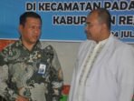 Zamhari prlatihan petugas KB kecamatan Kepala Perwakilan BKKBN Bengkulu, Zamhari (kiri) menghadiri acara sosialisasi intensifikasi dan integrasi pelayanan KB-KR Wilayah Khusus di Kecamatan PUT Rejang Lebong, Bengkulu, Rabu 14 Agustus 2024. (Foto Haranbaru.news-Idris)