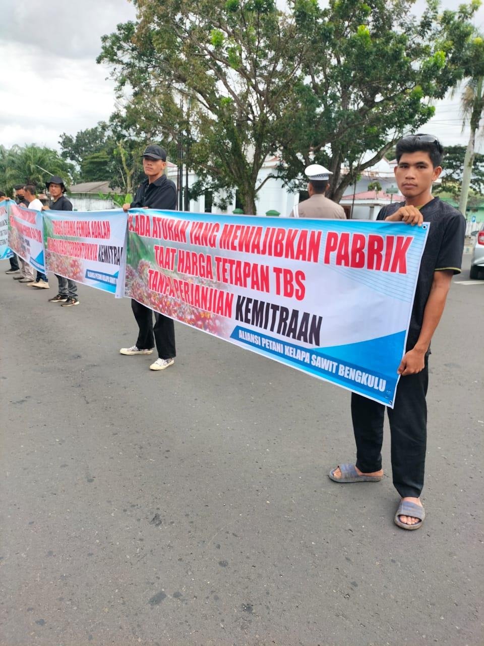 Petani sawit datangi kantor Gubernur Bengkulu tagih janji Wagub Mian jika harga pembelian pabrik CPO sesuai ketetapan pemerintah akan diberikan sanksi.(Foto/Ist)