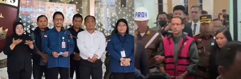 Pakai Rompi Orange Nadin Makrim Mantan Kemendikbudristek, Nadiem Makarim memakai rompi orange setelah ditetapkan Kejagung RI sebagai tersangka dalam kasus dugaan korupsi pengadaan laptop senilai Rp 1,9 triliun.(Foto/Ist)