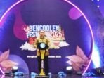 Fest Bencolen Kepala Kantor Perwakilan Bank Indonesia Provinsi Bengkulu, Wahyu Yuwana Hidayat ketika memberikan sambutan pada acara pembukaan Bencoolen Fest tahun 2025, di Bencoolen Indah Mall (BIM), Sabtu 25 Oktober 2025.(Foto/Ist)