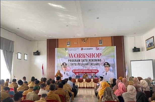 Pemkab Bengkulu Tengah, OJK dan Bank Bengkulu gelar Warkshop Percepatan Implementasi Program Satu Rekening Satu Pelajar (KEJAR) di daerah ini.(Foto/MC Pemkab Benteng)