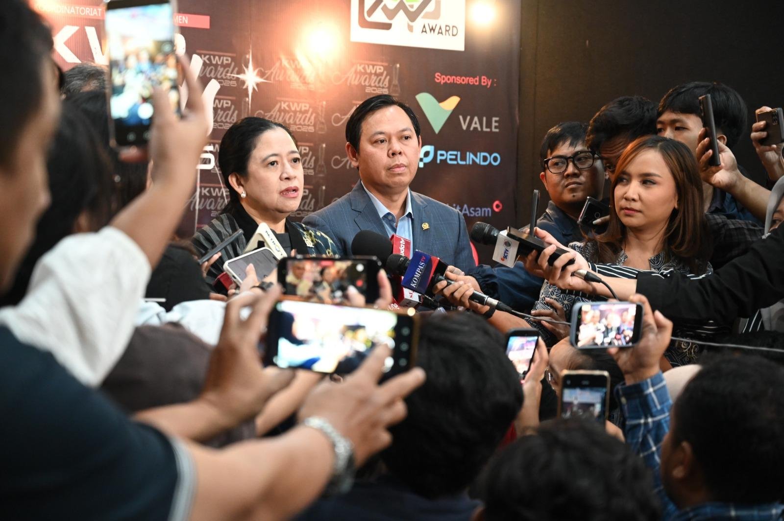 Ketua DPD-RI, Sultan B Najamudin bersama Ketua DPR-RI, Muan Maharani memberikan keterangan pers usai menghadiri sebuah acara di Jakarta.(Foto/DPD-RI)