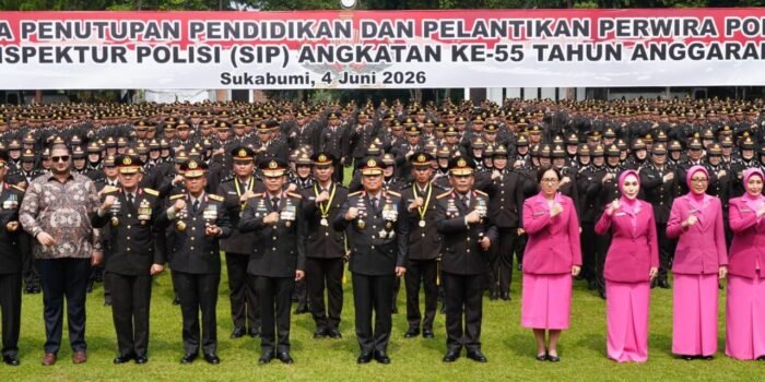 Sebanyak 1.848 perwira polisi dilantik setelah mengikuti pendidikan Sekolah Inspektur Polisi (SIP) Angkatan ke-55 dan SIP Khusus Intelijen Angkatan ke-11 tahun 2026,Setukpa Lemdiklat Polri, Sukabumi.(Foto/Ist)
