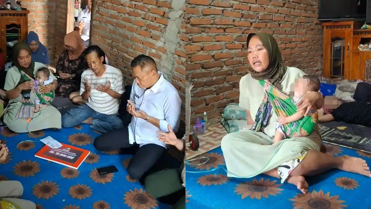 Bupati Bengkulu Tengah, Rachmat Riyanto kunjungi rumah bayi usia 5 bulan yang menderita kelainan jantung dan segera menjalani operasi di RS Jantung Harapan Kita Jakarta.(Foto/MC Benteng)